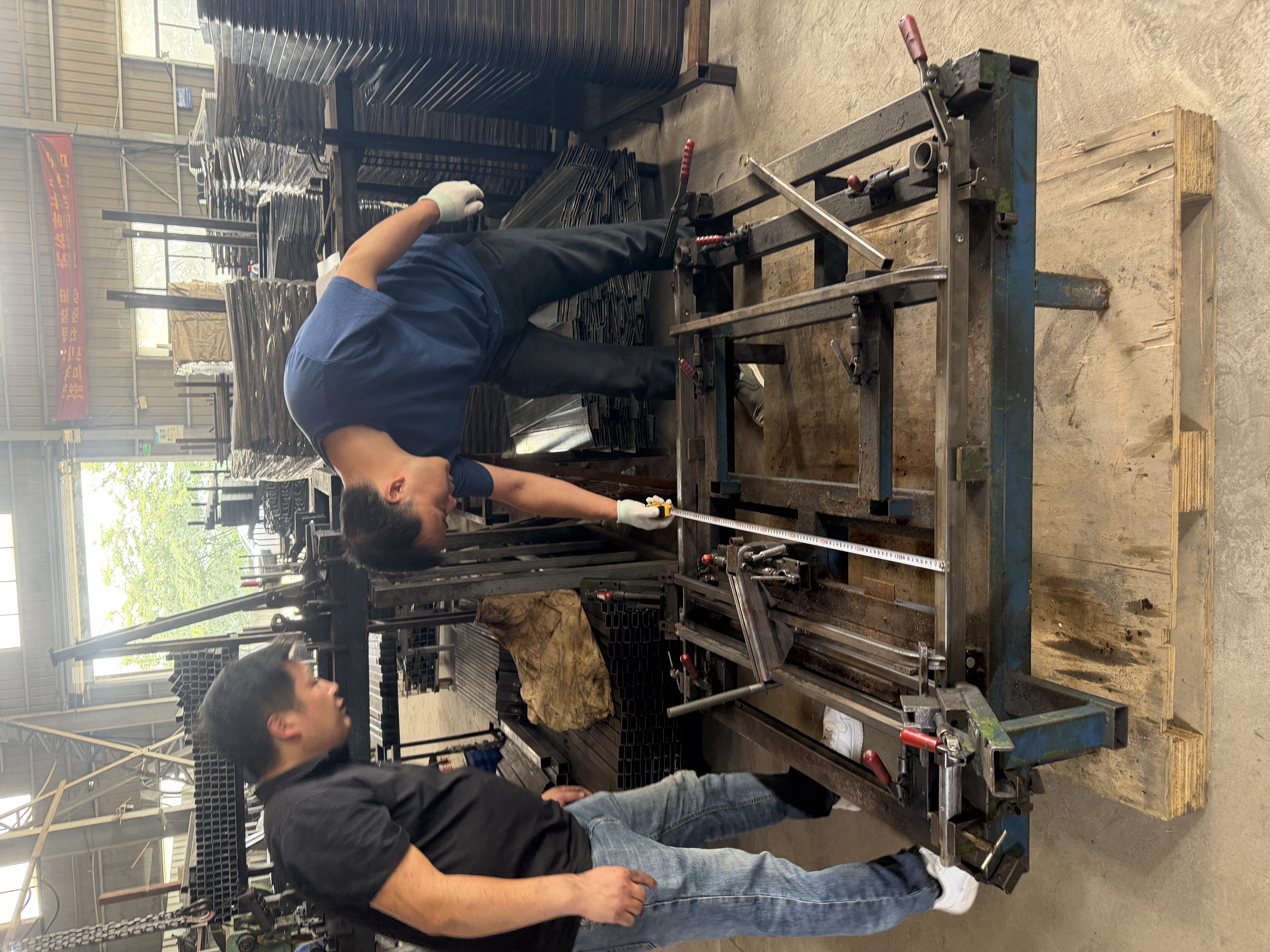 Measuring a welding fixture during customer inspection